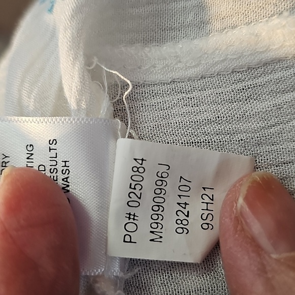 JohnPaulRichard White Blouse with Blue and Orange Embroidery. Open Shoulders XL - Picture 8 of 9